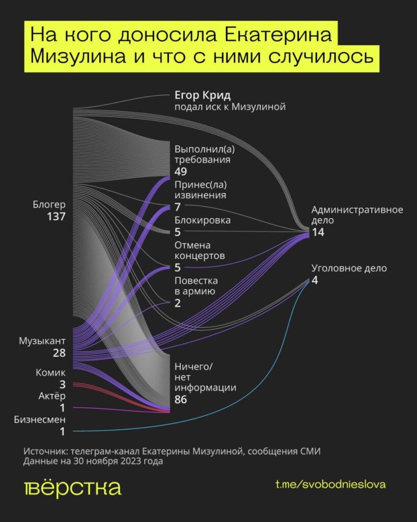 На кого доносила Екатерина Мизулина и&nbsp;что с&nbsp;ними случилось инфографика