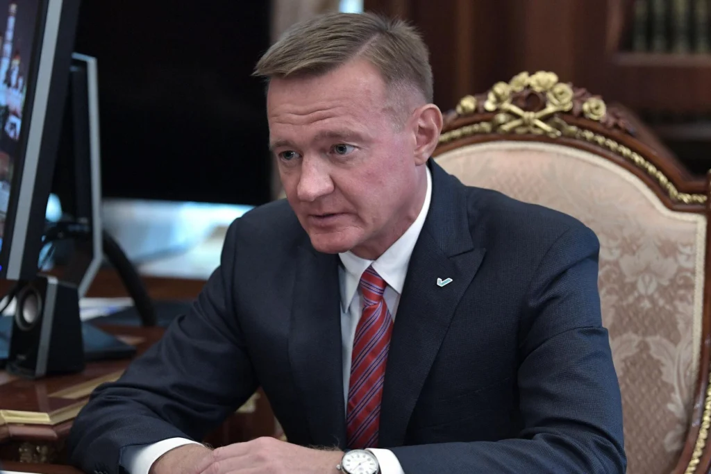 Роман Старовойт на&nbsp;встрече с&nbsp;Владимиром Путиным.