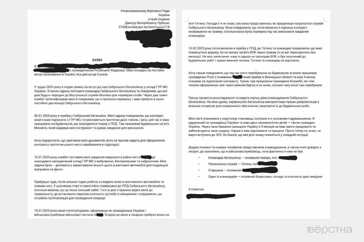 Заявление омбудсмену Дмитрию Любенцу