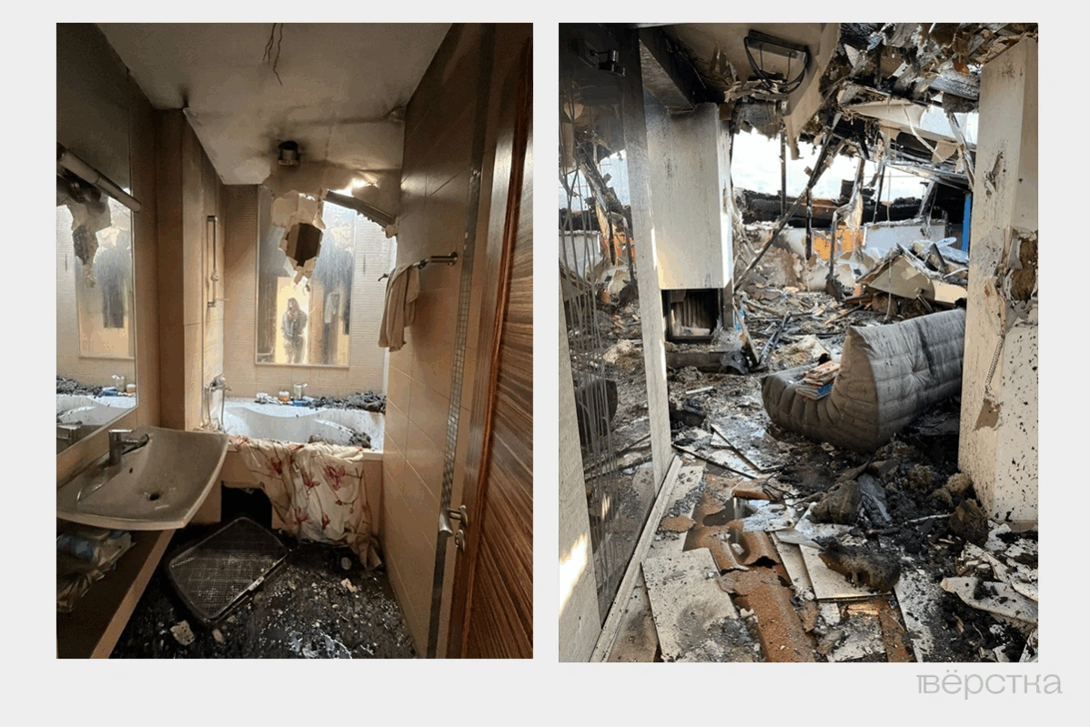 Квартира многоэтажного дома в&nbsp;Туапсе до&nbsp;и&nbsp;после попадания БПЛА